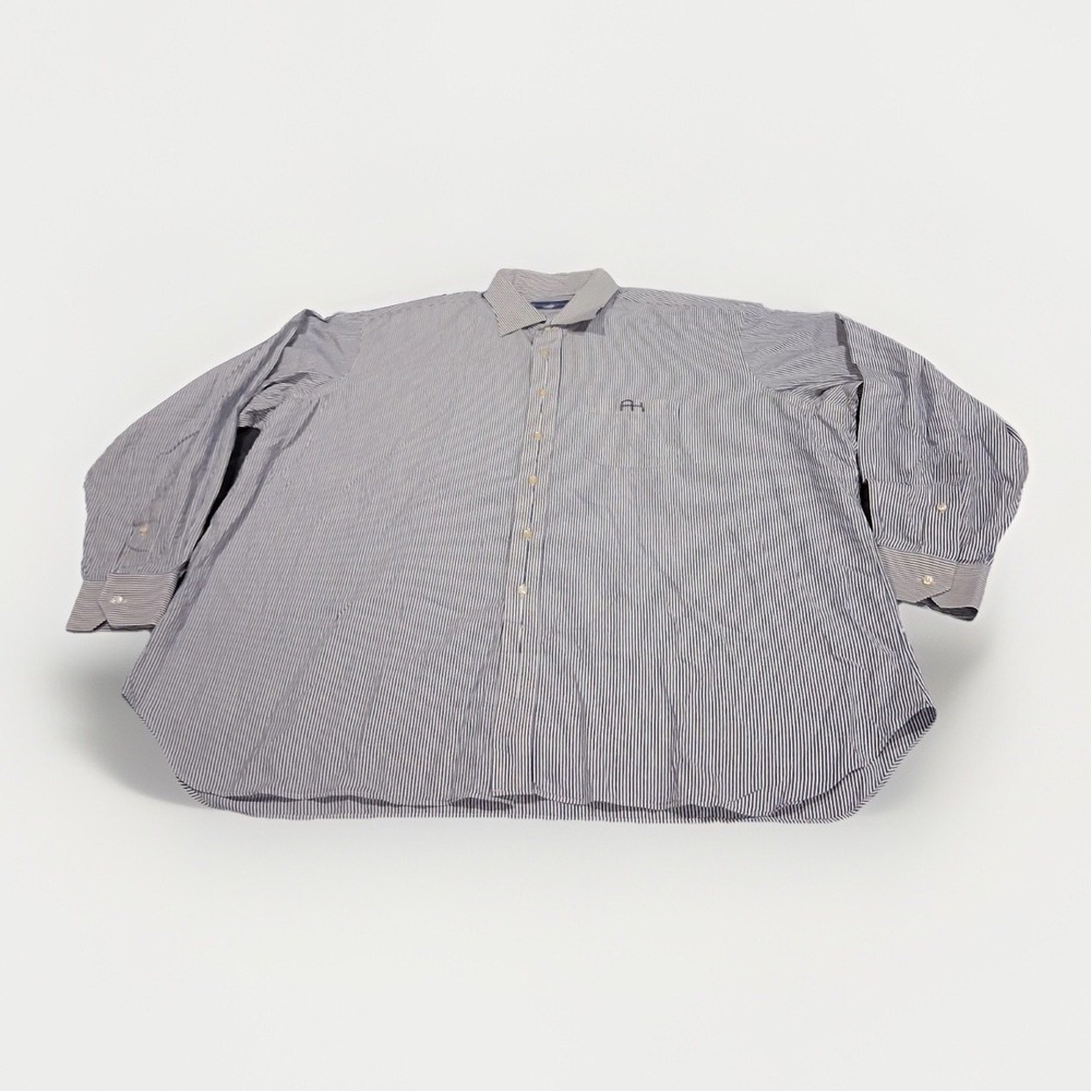 Executive Collection By Tom James Button Up Shirt Mens Custom Blue Long Sleeve